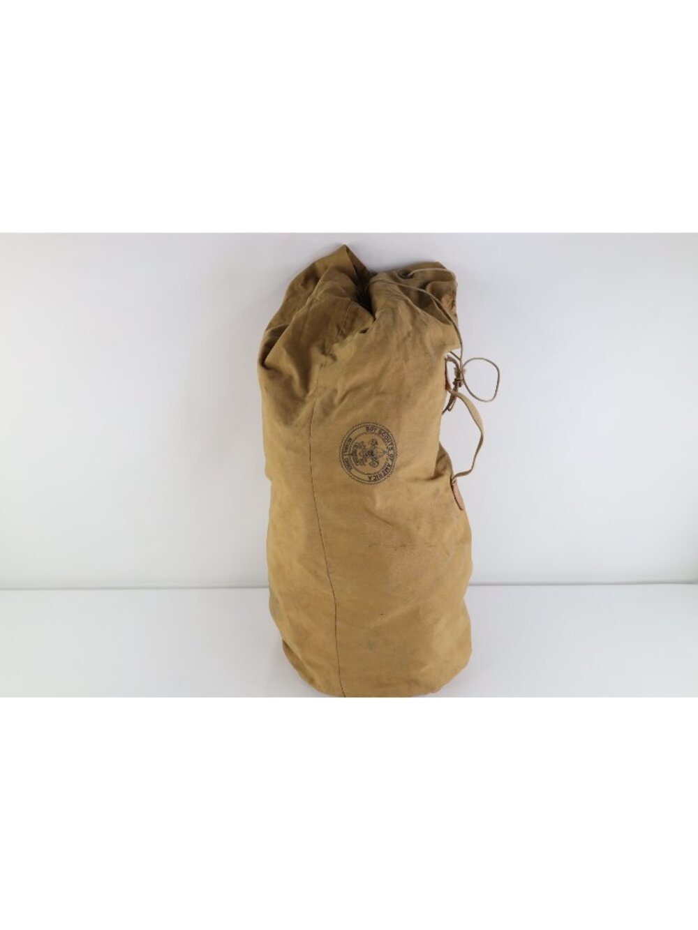 Vintage 50s Boy Scouts of America BSA Top Loader Canvas Duffel Bag Brown USA